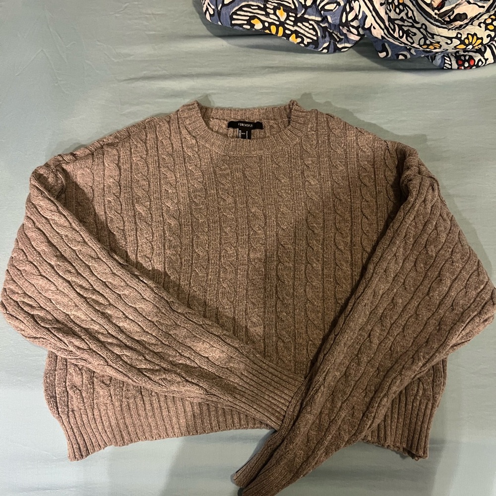 Forever 21 dark grey cropped Cable Knit Sweater